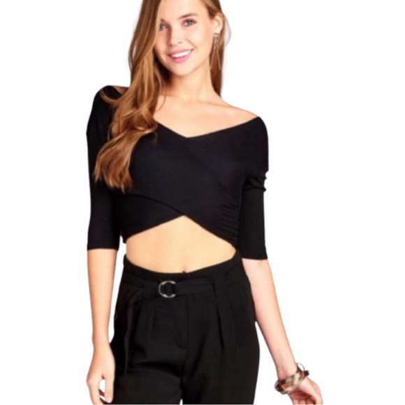 Tops - Black Wrap Crop Top